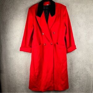 Talbots Coat Womens 18 Red Vintage Tailored Wool Long Trench Classic